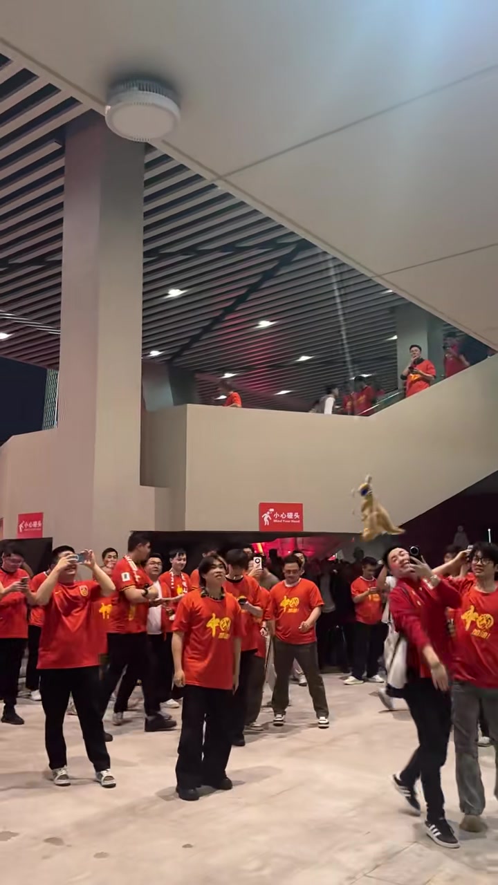 国足半场0-2澳大利亚，球迷中场轮流击打袋鼠玩偶?
